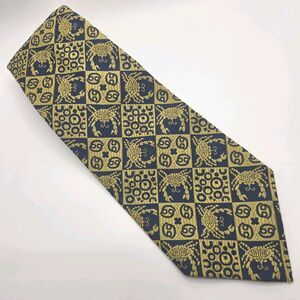 Vintage Kings Lynn Cancer Zodiac Tie Crab 69 Astrology Pattern Gold Blue